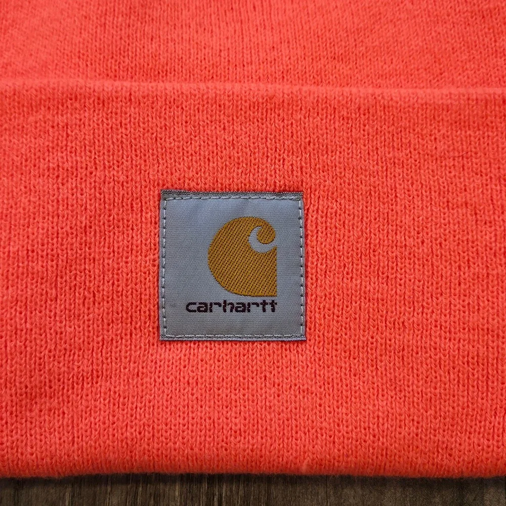 Carhartt‎ A18 Rib-Knit Beanie Hat Neon Orange Size OS Workwear Streetwear Gorp